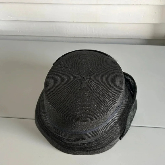 Black Straw Hat w/ Bow on Side Women's - Picture 5 of 6
